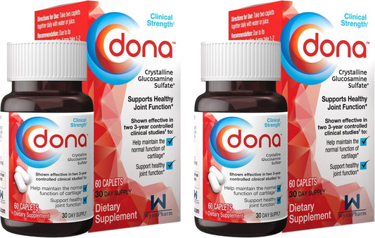 WynnPharm Dona crystalline glucosamine sulfate bottle front view for knee support and mobility