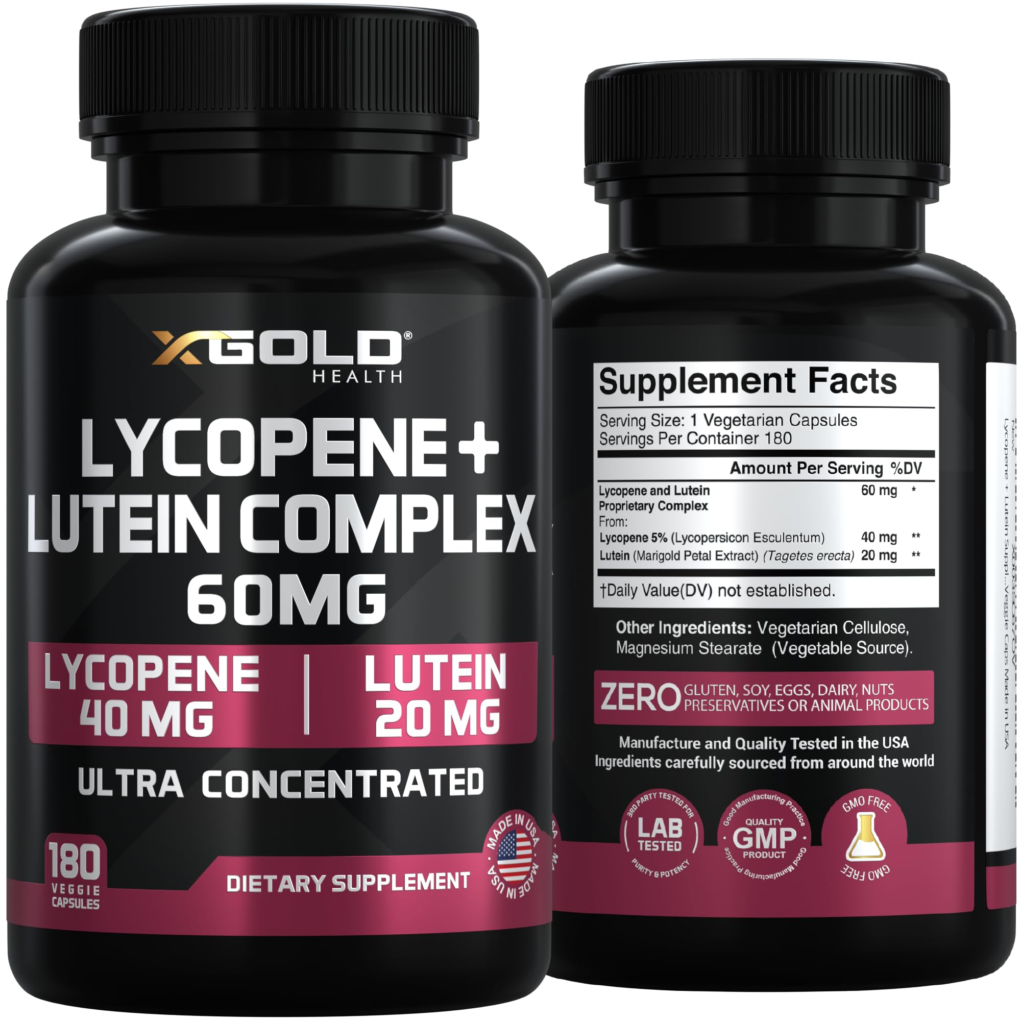 X Gold Health 180 vegetarian capsules pack for convenient daily use.