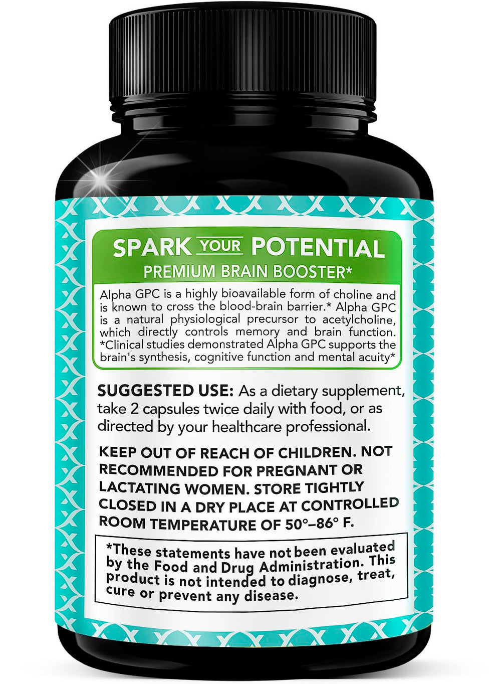 X Gold Health Alpha GPC 600mg ingredient label highlights purity and vegan formula