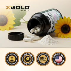 X Gold Health Alpha GPC supplement facts panel highlights dosage