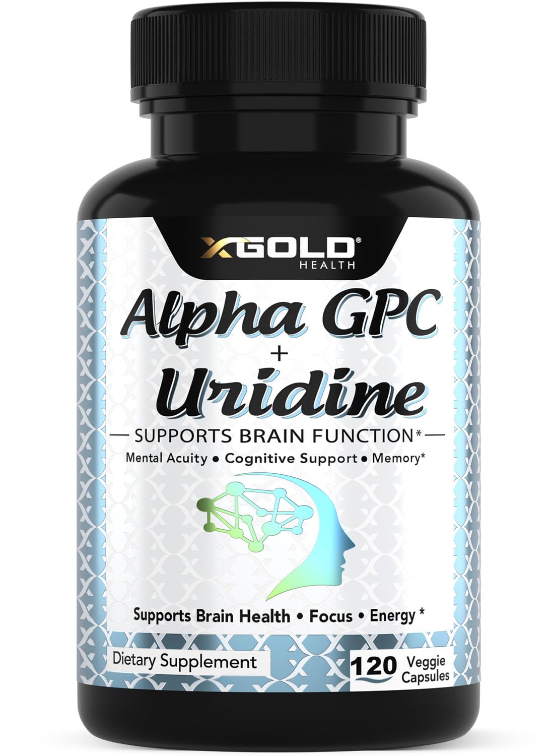 X Gold Health Alpha GPC Uridine bottle for daily brain support