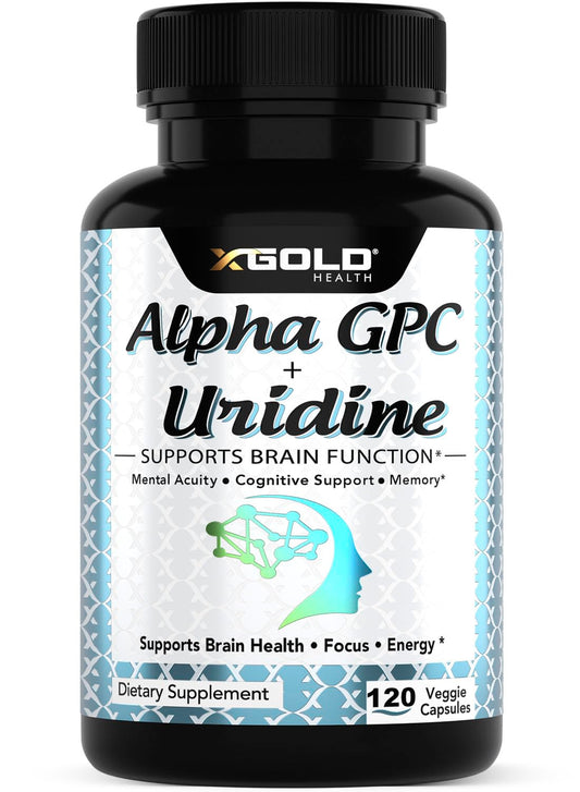 X Gold Health Alpha GPC Uridine bottle for daily brain support