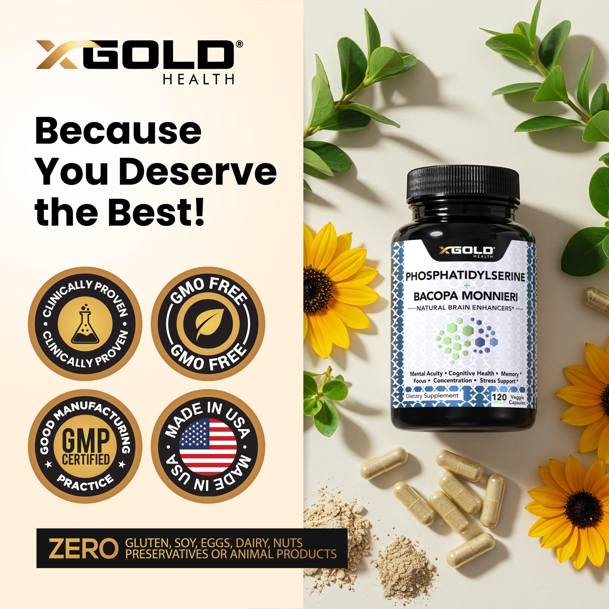 X Gold Health capsules on a desk ready for daily use.