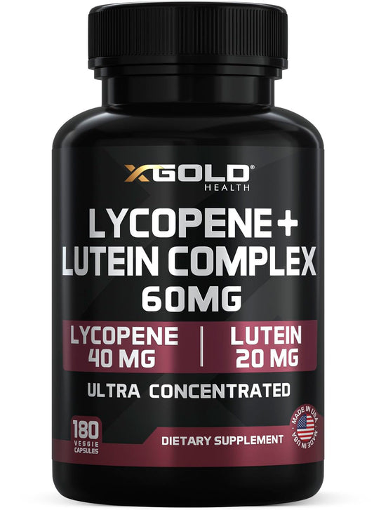 X Gold Health Lycopene + Lutein bottle label for daily eye support.