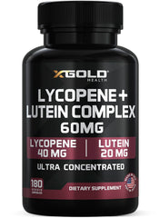 X Gold Health Lycopene + Lutein bottle label for daily eye support.
