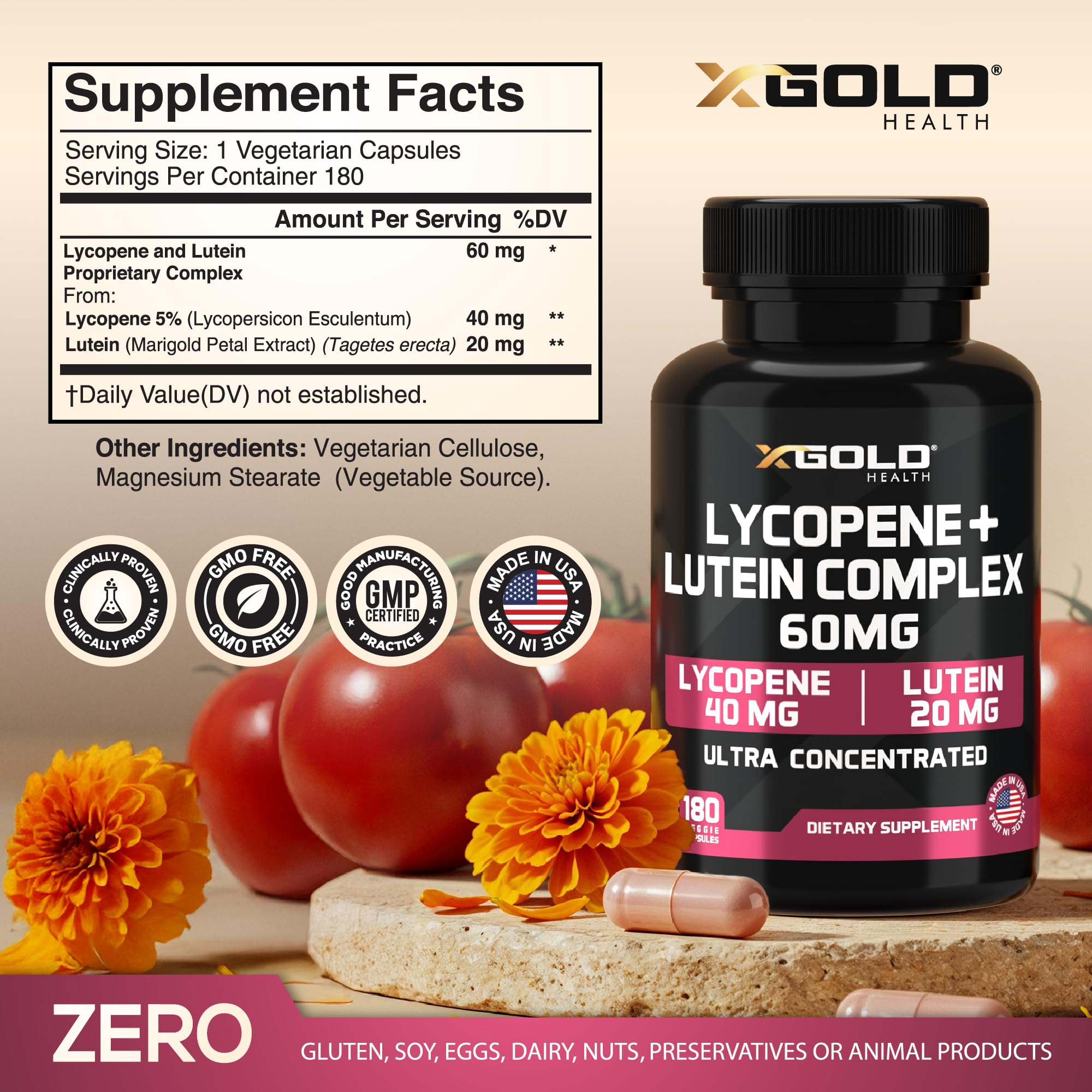 X Gold Health capsules close-up showing vegan-friendly capsules.
