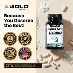 X Gold Health Alpha GPC Uridine made in USA seal on box