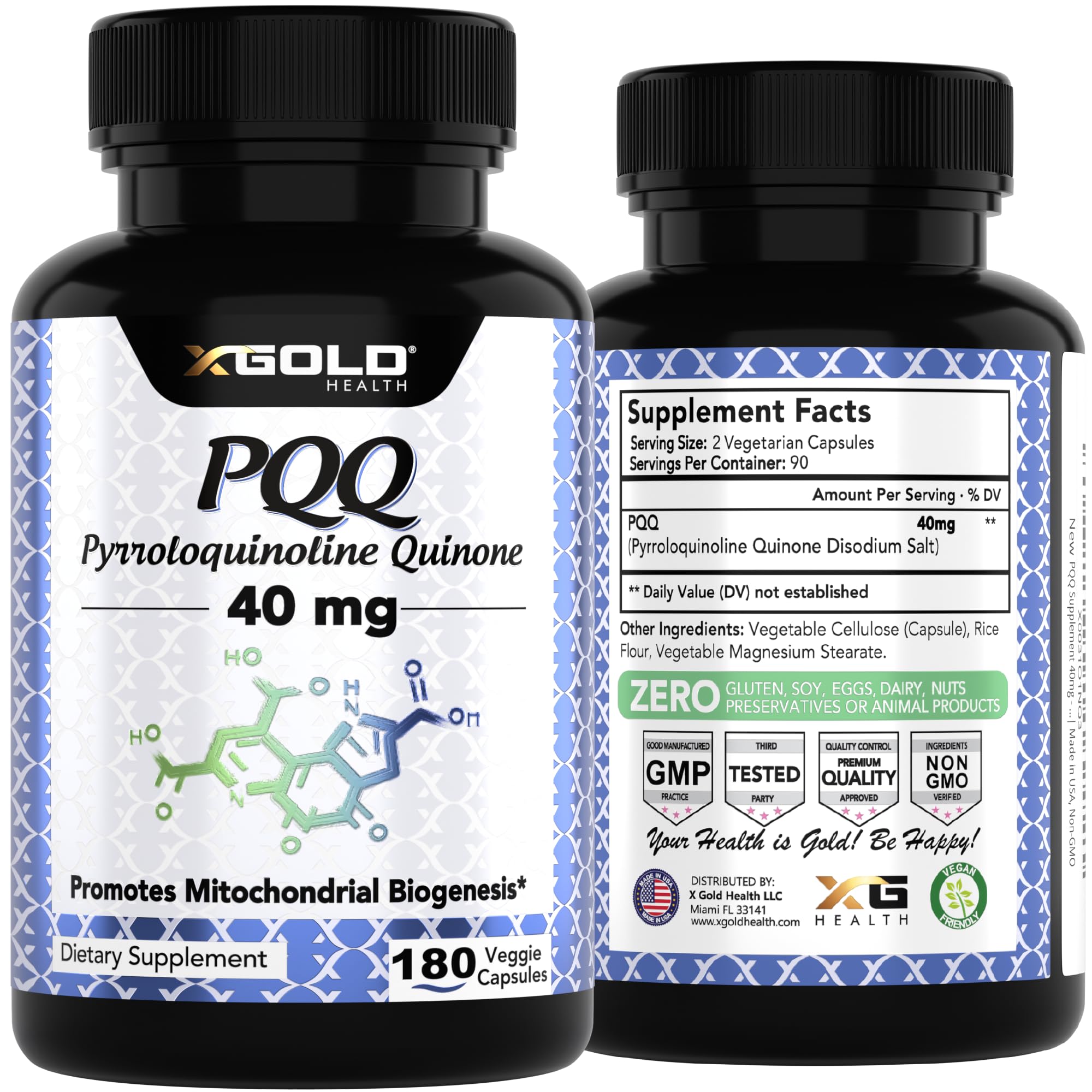 X Gold Health Mitochondrial Energy Optimizer bottle label reads 180 vegetarian capsules.
