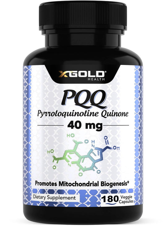 X Gold Health Mitochondrial Energy Optimizer bottle pouring for steady daily energy.