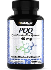 X Gold Health Mitochondrial Energy Optimizer bottle pouring for steady daily energy.