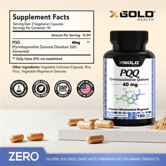 X Gold Health Mitochondrial Energy Optimizer capsules closeup showing vegan capsules for clean energy.