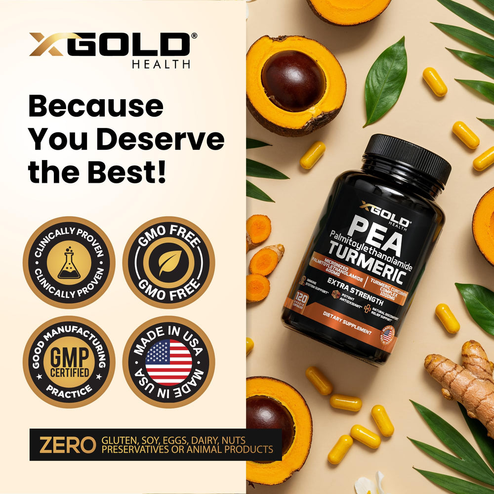 X Gold Health vegetarian capsules in packaging emphasize clean, allergen-free daily use.