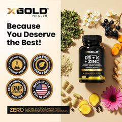 X Gold Health K2 MK7 MK4 K1 close-up showing vitamin support