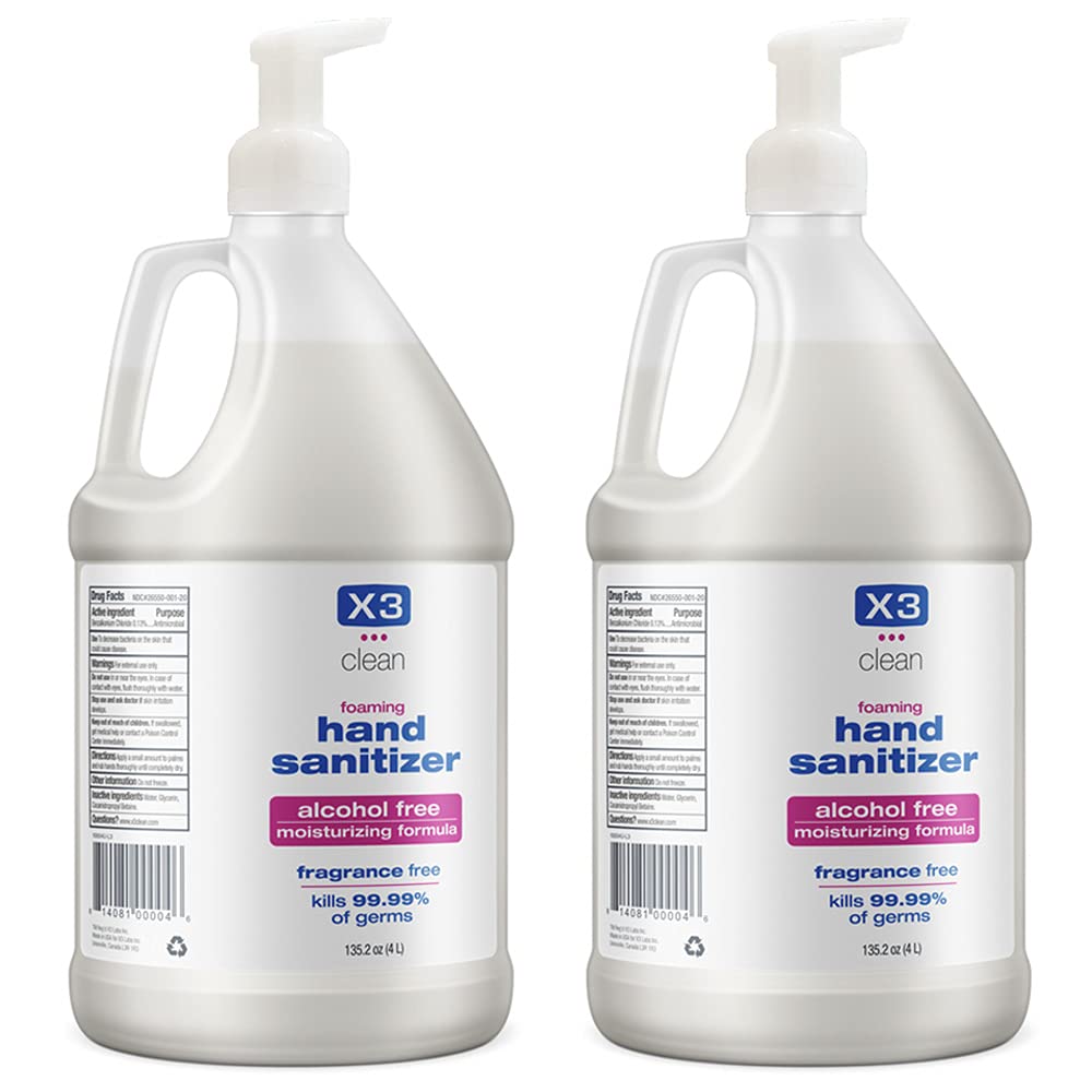 X3 Clean foaming pump bottle for quick, mess-free hand sanitizing.