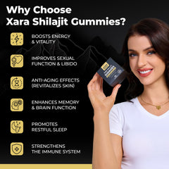 Xara Shilajit Gummies label highlights fulvic acid content