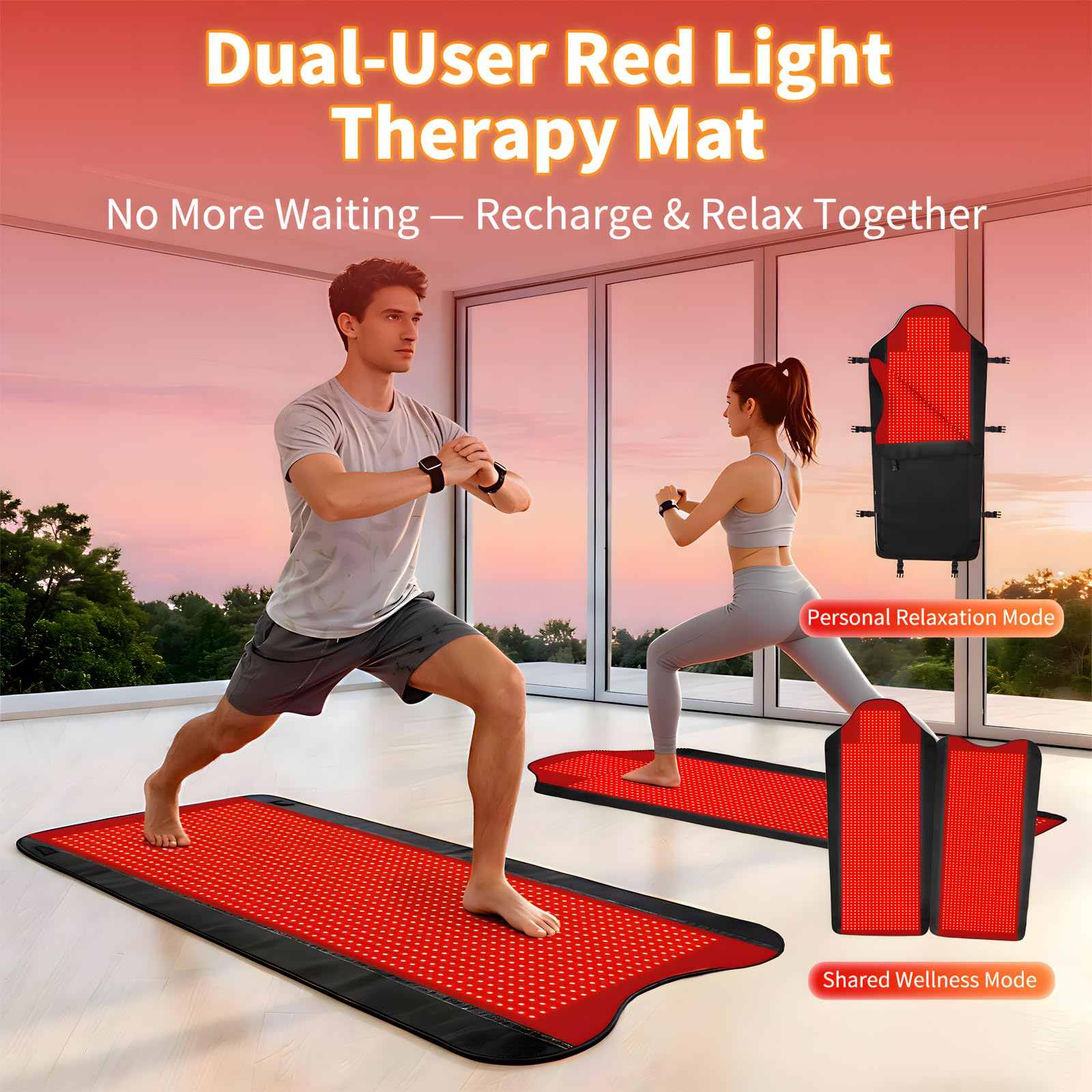 Xefinic 3207-LED therapy mat dual-wavelength 660nm and 850nm lamps for surface comfort and deeper relaxation
