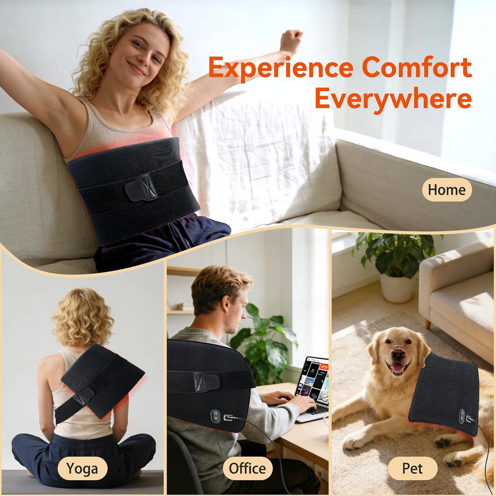 Xefinic pad with adjustable belt showing secure positioning for targeted relief