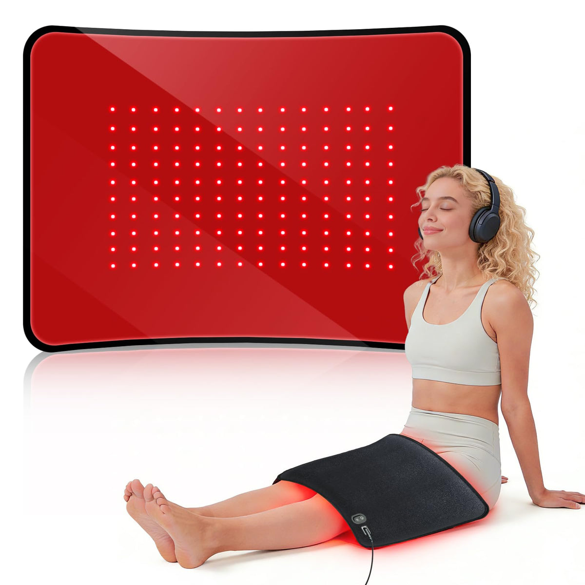 Xefinic red light therapy pad in full view highlighting XL coverage for back and shoulders