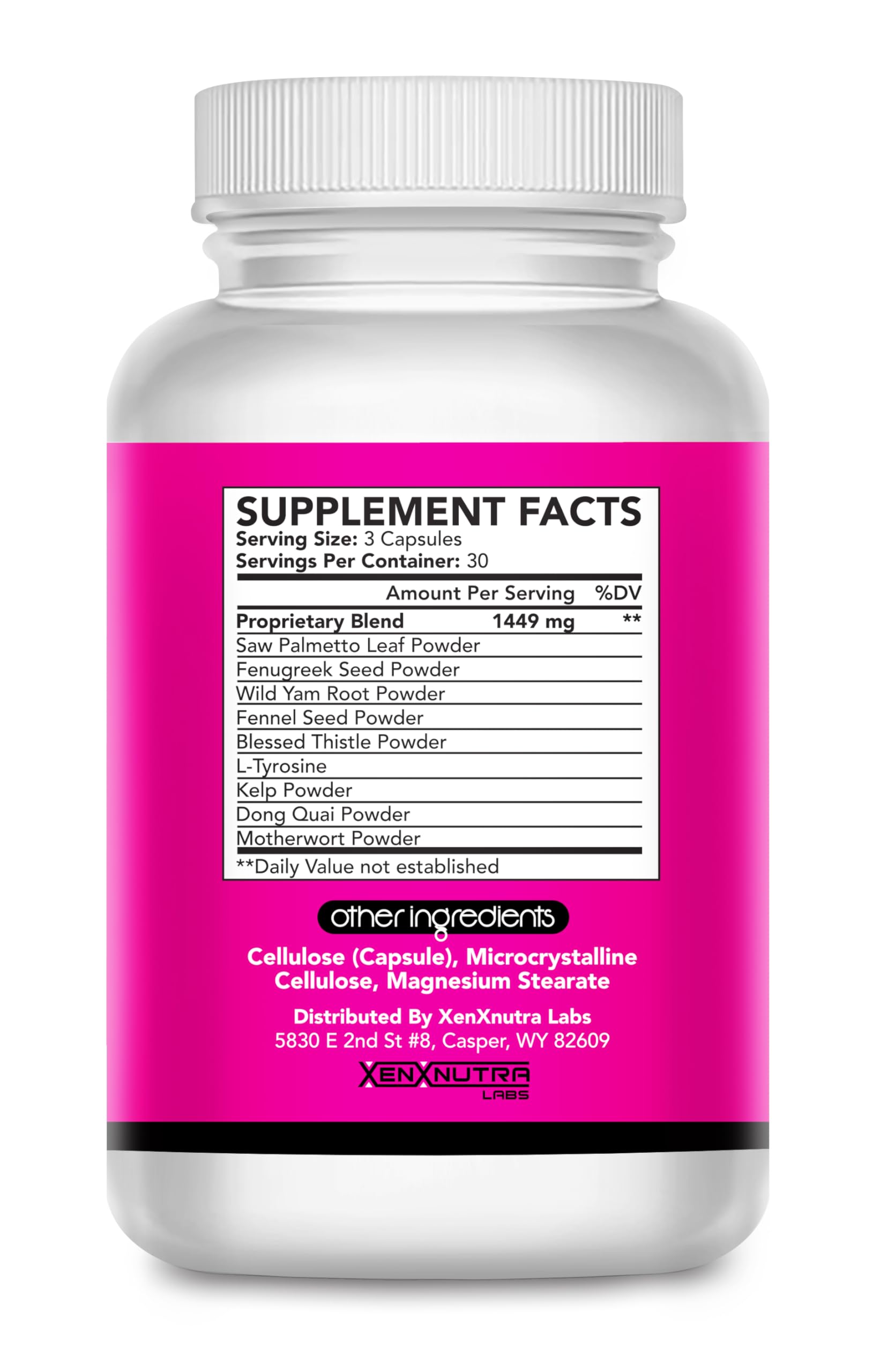 XENXNUTRA LABS Curvy Girl ingredients panel highlighting fenugreek and fennel for balance.