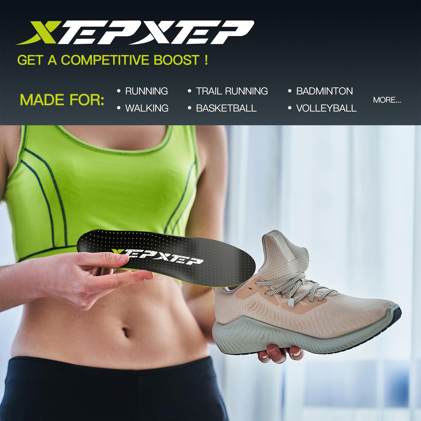XEPXEP compatible with basketball, running, and racquet shoes.