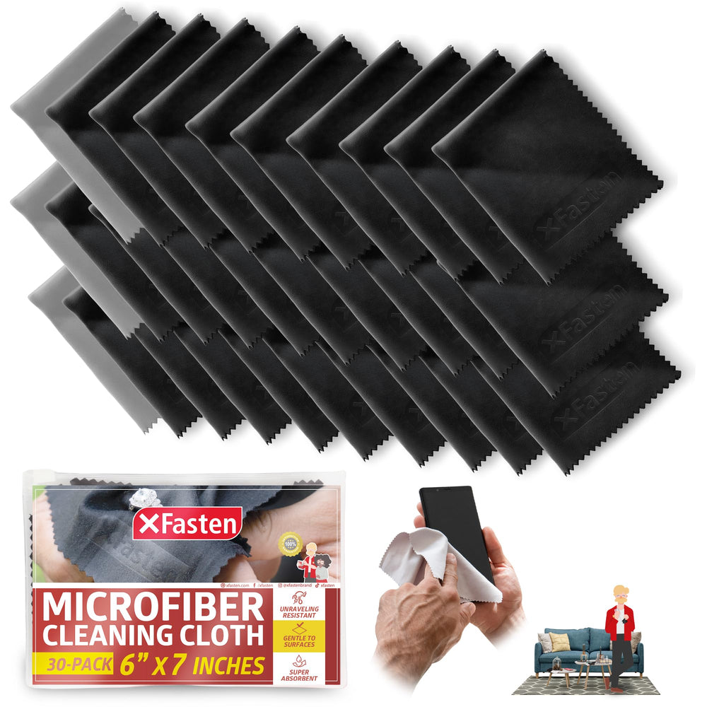 XFasten microfiber cleaning cloths pack for multiple surfaces, lint-free reuse.