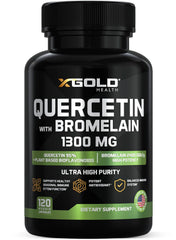 X Gold Health quercetin-bromelain bottle-1300mg showing premium quercetin for daily wellness