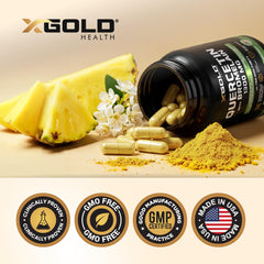 X Gold Health vegetarian capsules label communicates allergen-conscious formulation