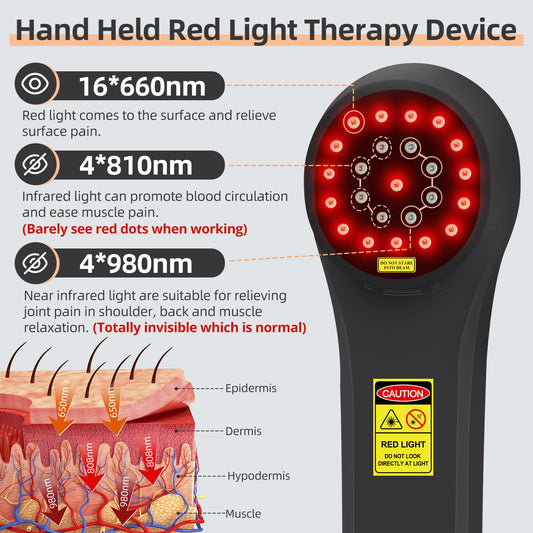 XHUIA handheld red light device side view highlighting portable design for travel