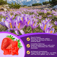 XIAAN saffron gummies bottle cap close shot for everyday wellness.