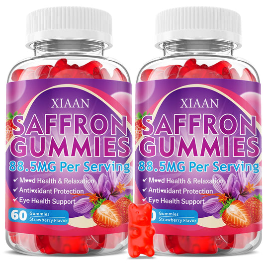 XIAAN saffron gummies bottle front may support calm and everyday focus.