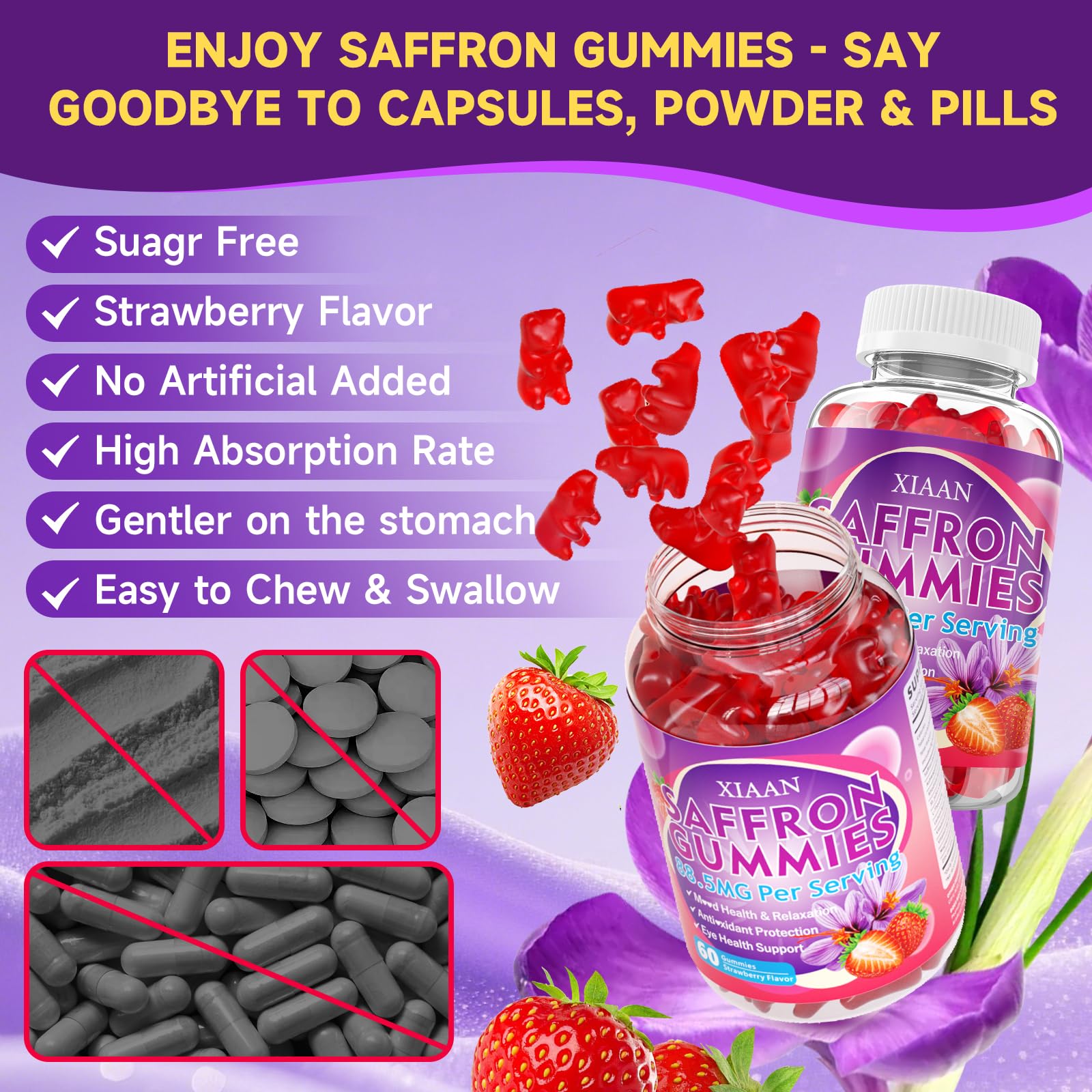 XIAAN saffron gummies kids and adults usage scene shows family routine.