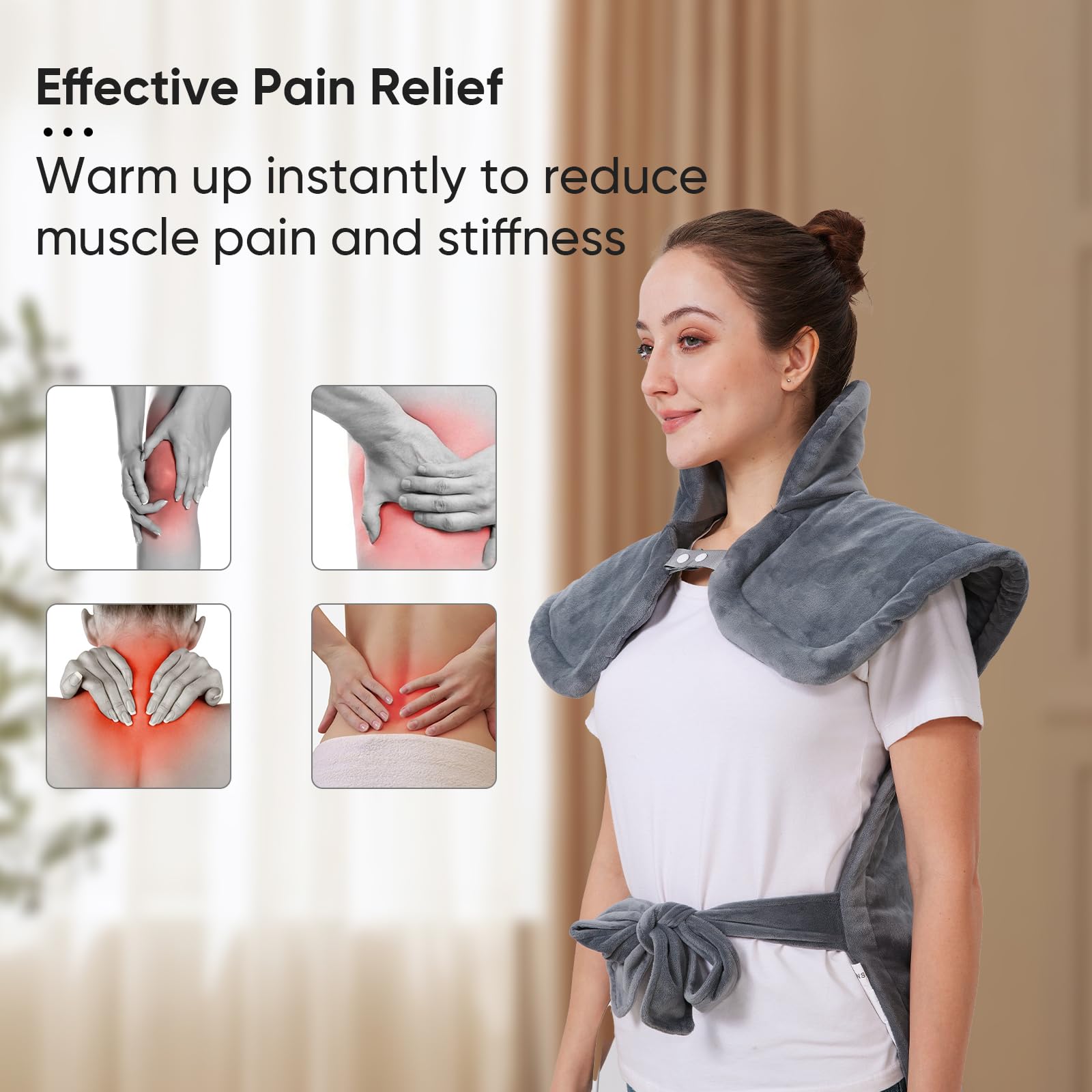 XIAOTONG heating pad back coverage delivers full upper to mid back relief