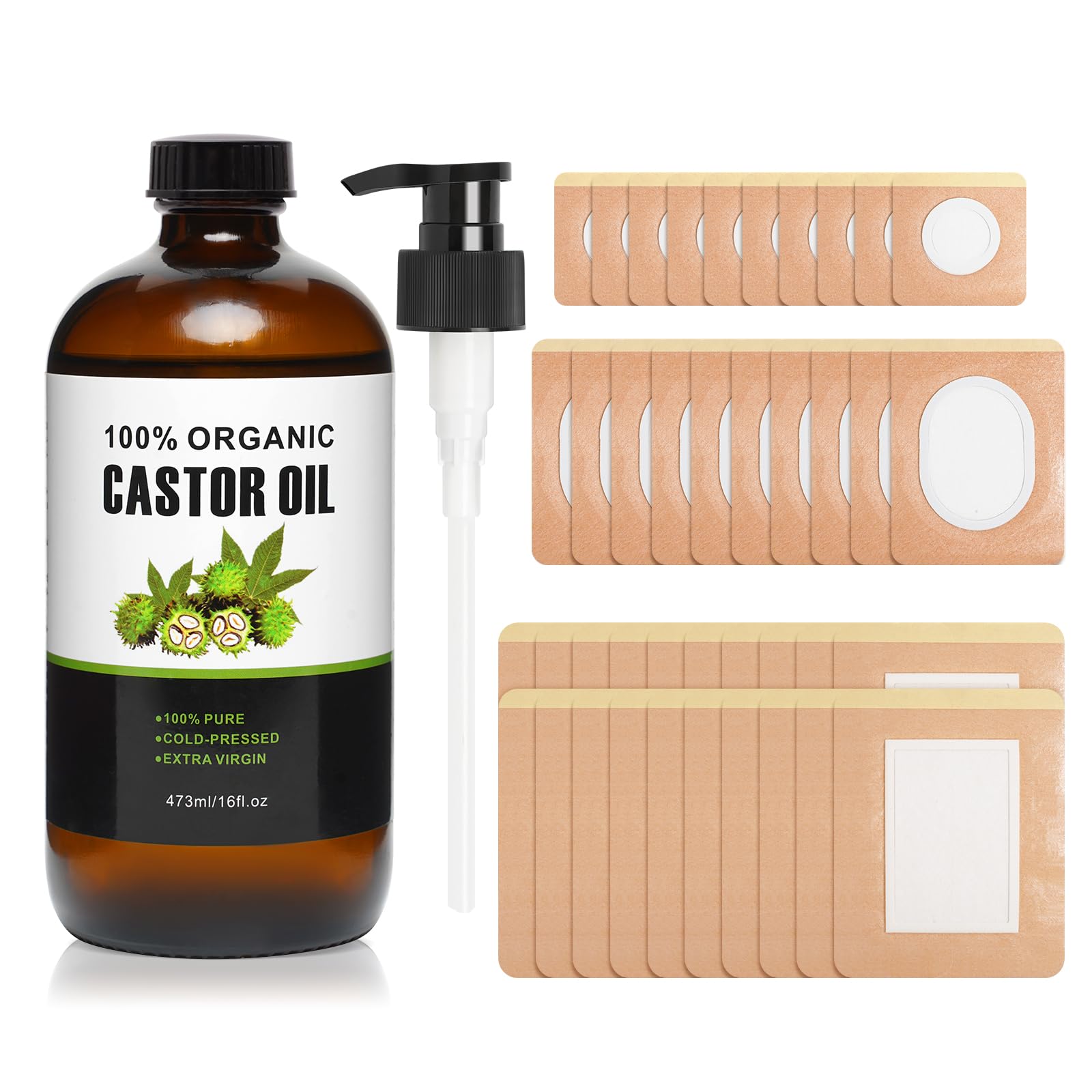 XIKERAY castor oil bottle with pump for easy, precise application.
