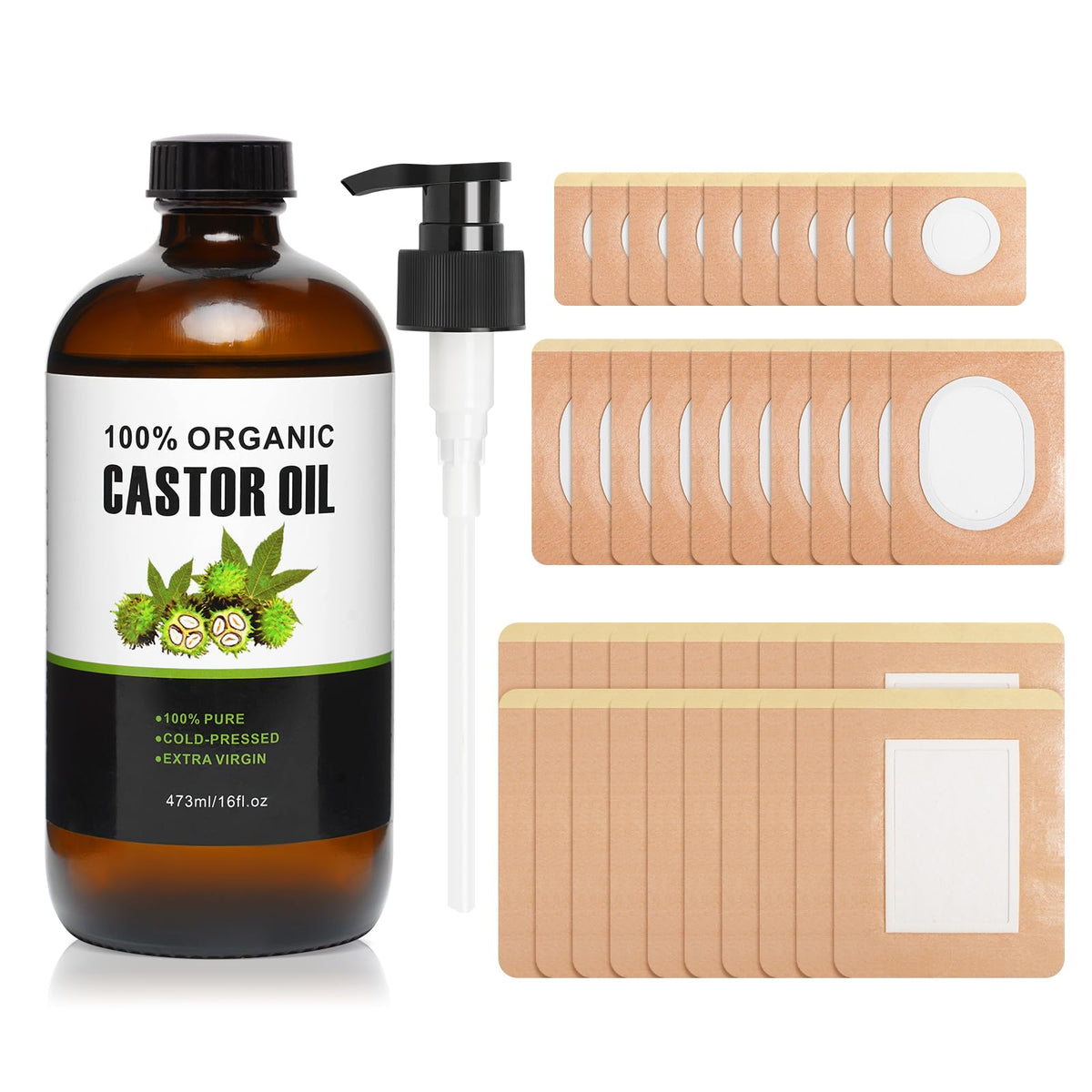 XIKERAY castor oil bottle with pump for easy, precise application.