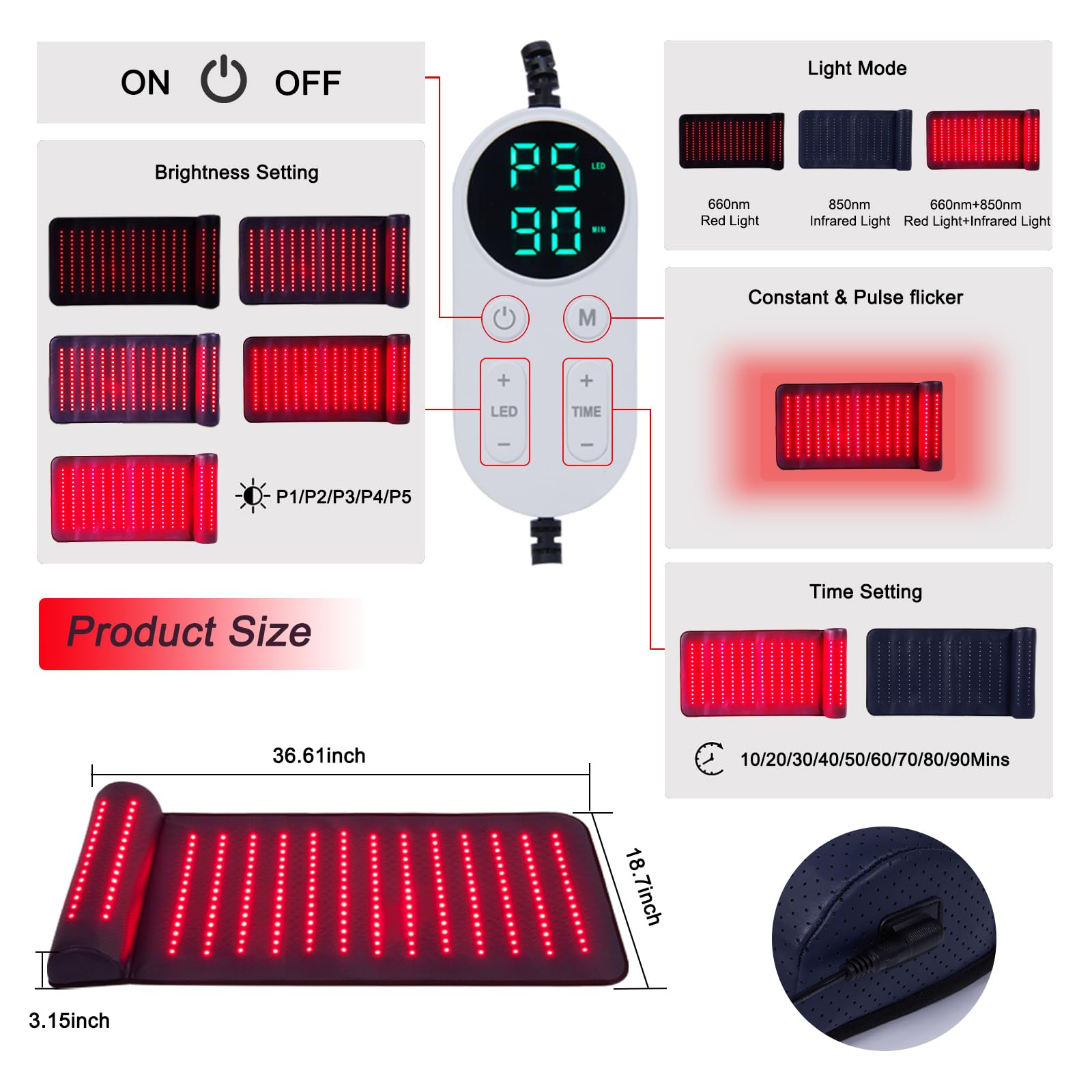 Xinheyie red light therapy mat full-back coverage shows comprehensive surface relief.