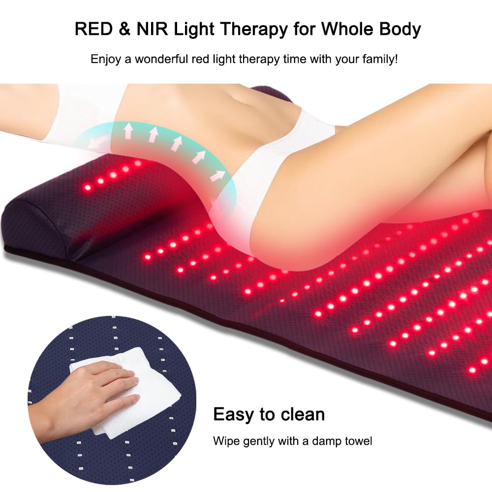Xinheyie red light therapy mat in use while lying down for full-body exposure.