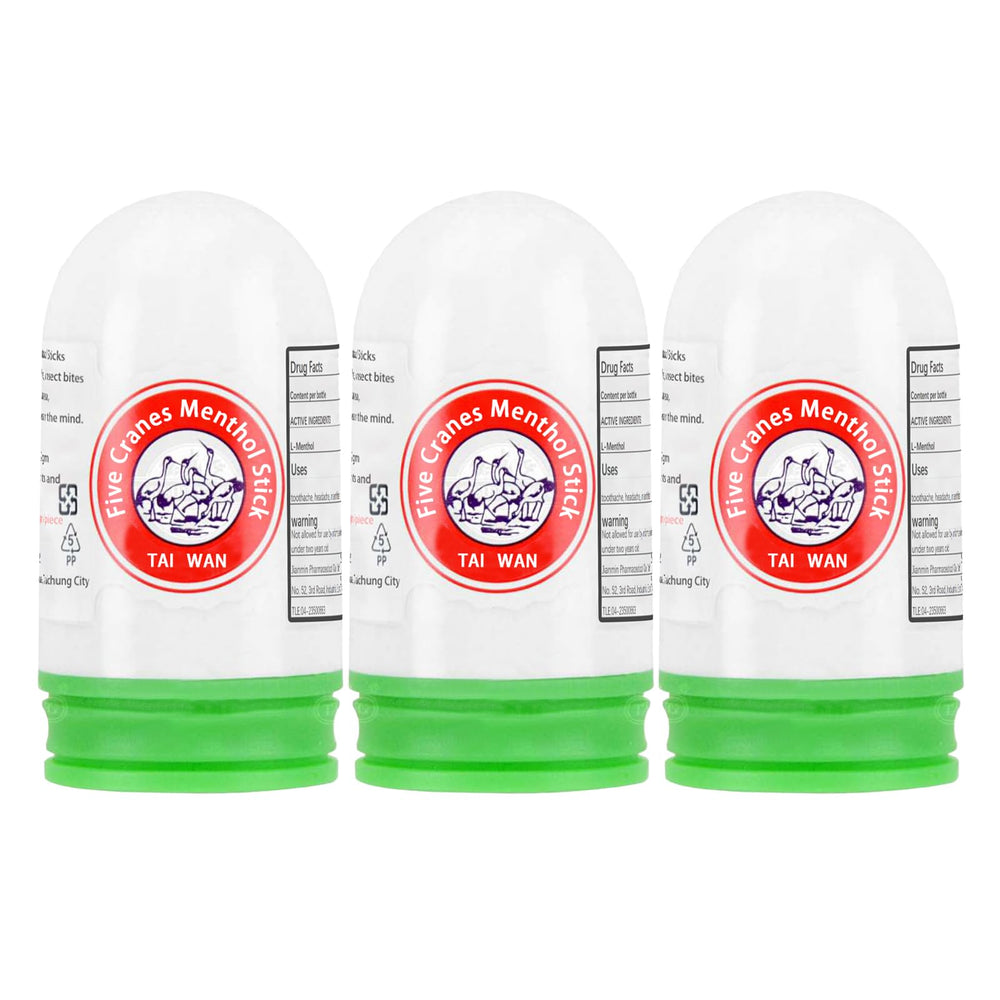 Xinlong Five Cranes menthol stick packaging highlights Taiwan-made quality and portability.