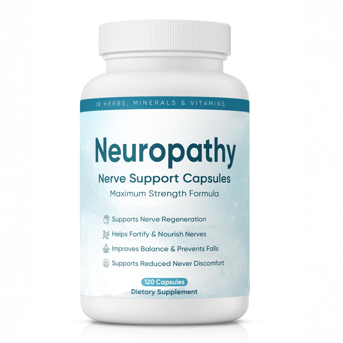XIOEGSKE Neuropathy Support bottle front, vegan formula for daily nerve comfort