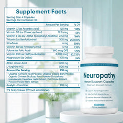 XIOEGSKE Neuropathy Support capsules closeup highlighting alpha lipoic acid and B-complex