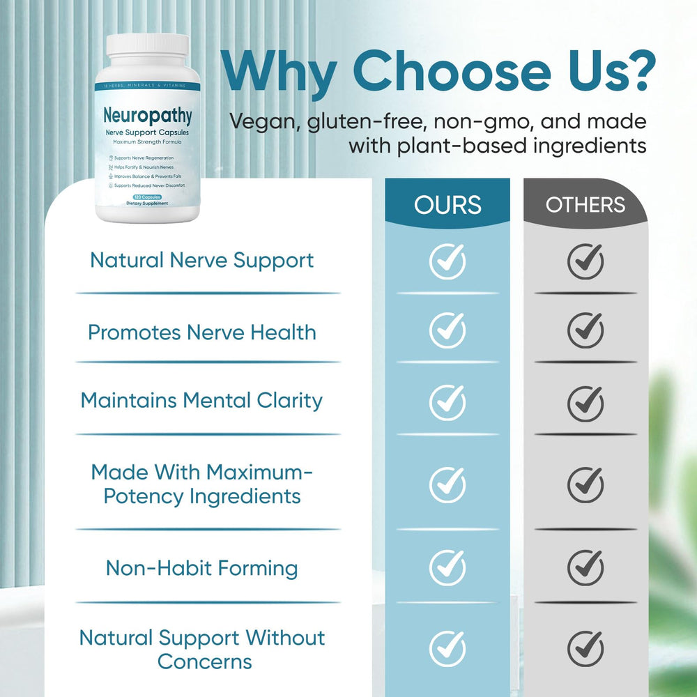 XIOEGSKE Neuropathy Support vegan symbol on packaging