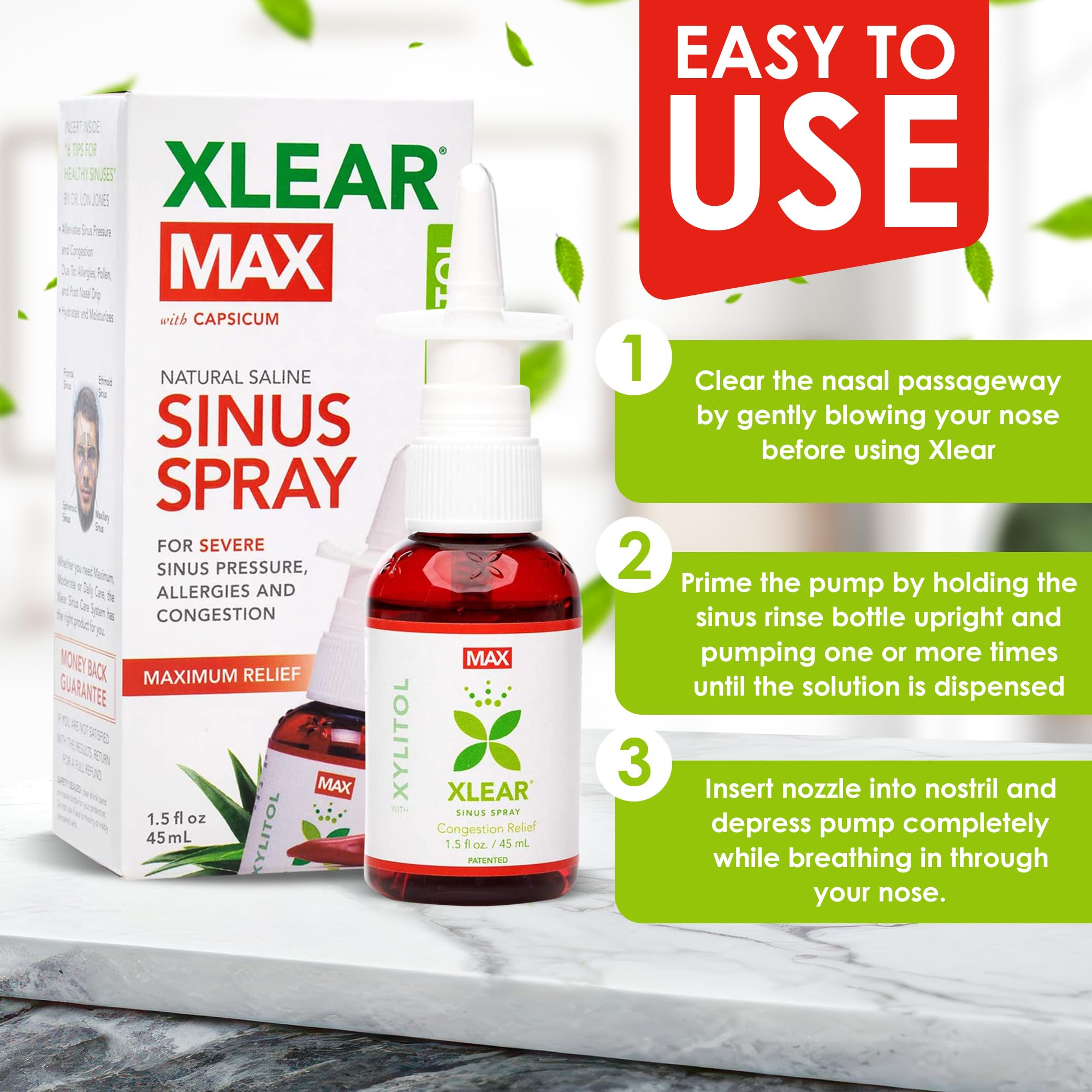 Xlear Max aloe moisturizing touch on nasal tissues for comfort