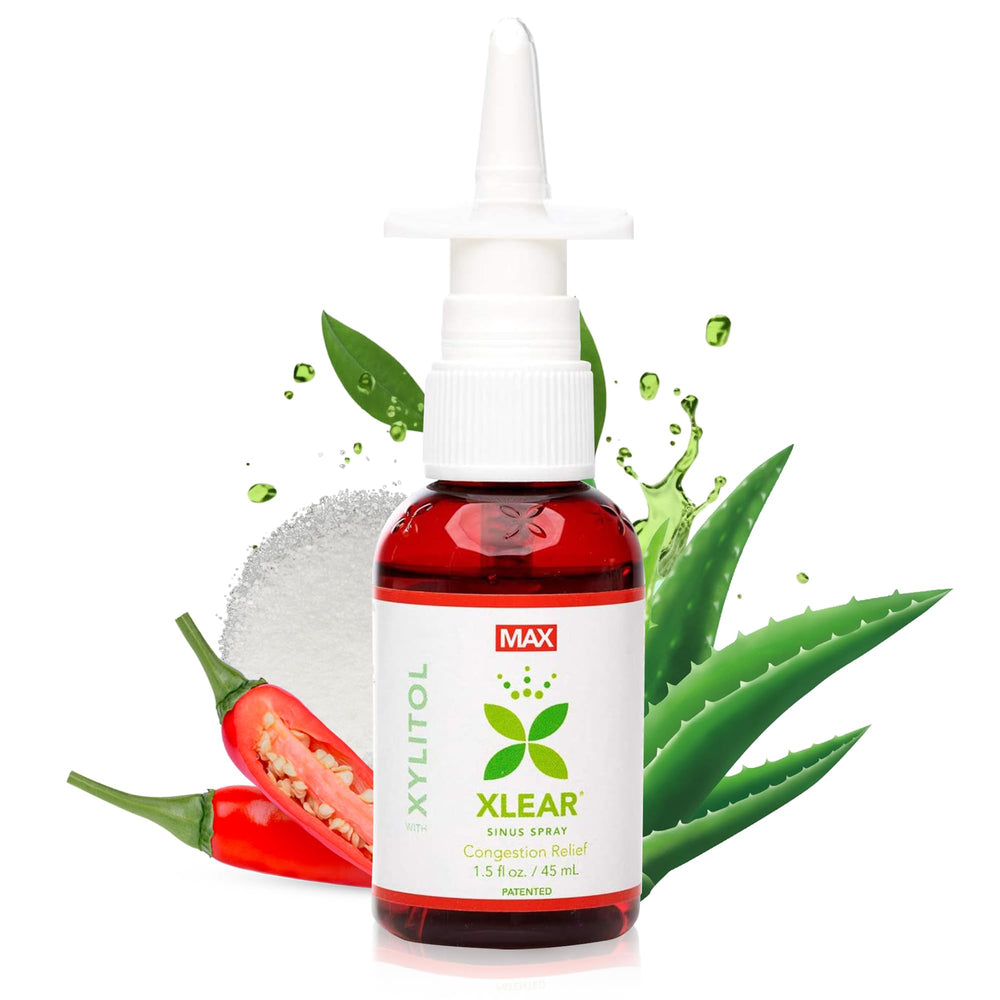 Xlear Max bottle pour shows easy dispensing for quick nasal relief