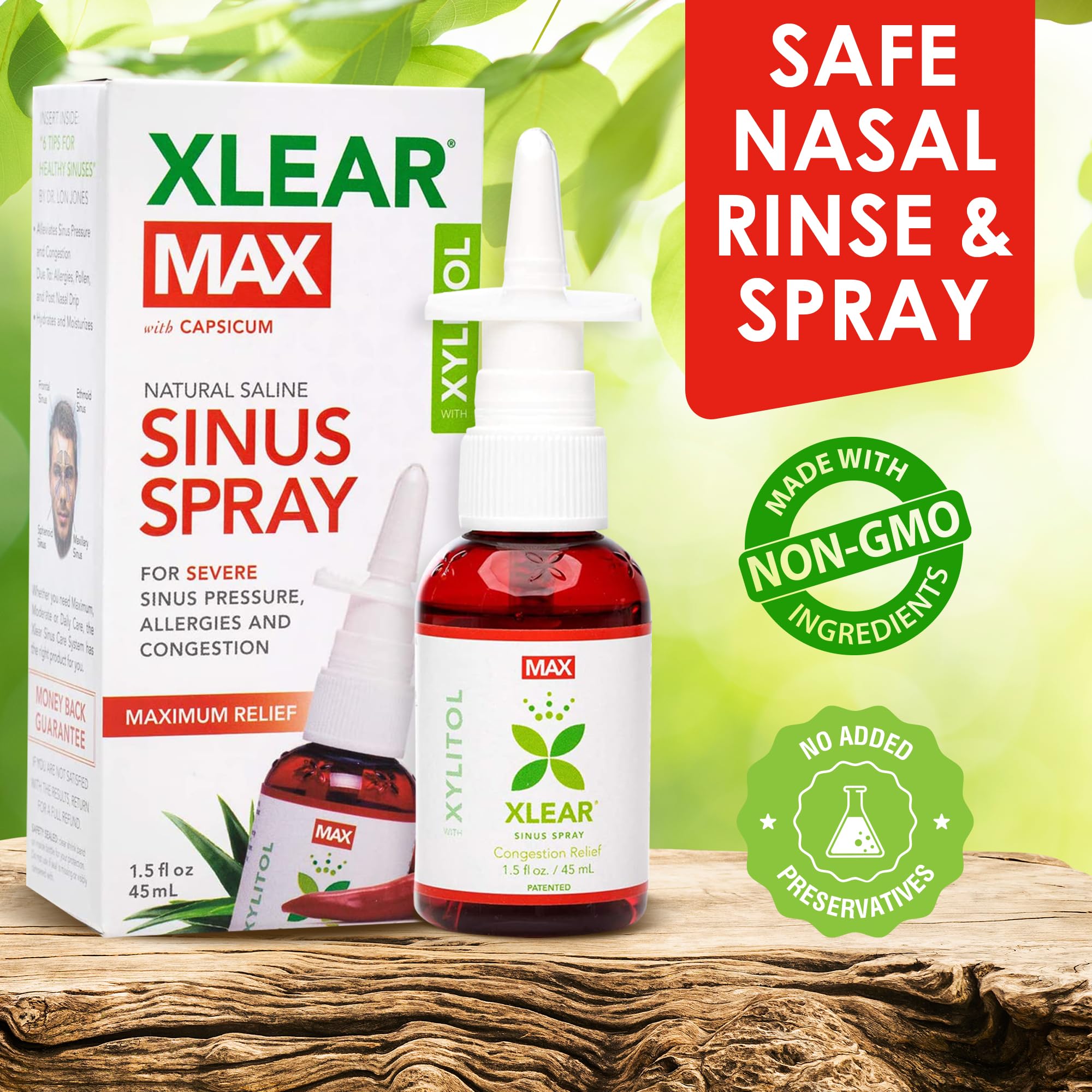 Xlear Max nasal spray mist delivering gentle hydration and congestion support