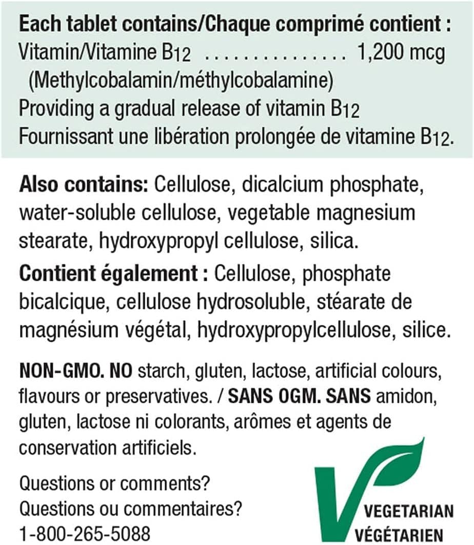 Jamieson B12 1200mcg packaging image highlighting bonus size value.