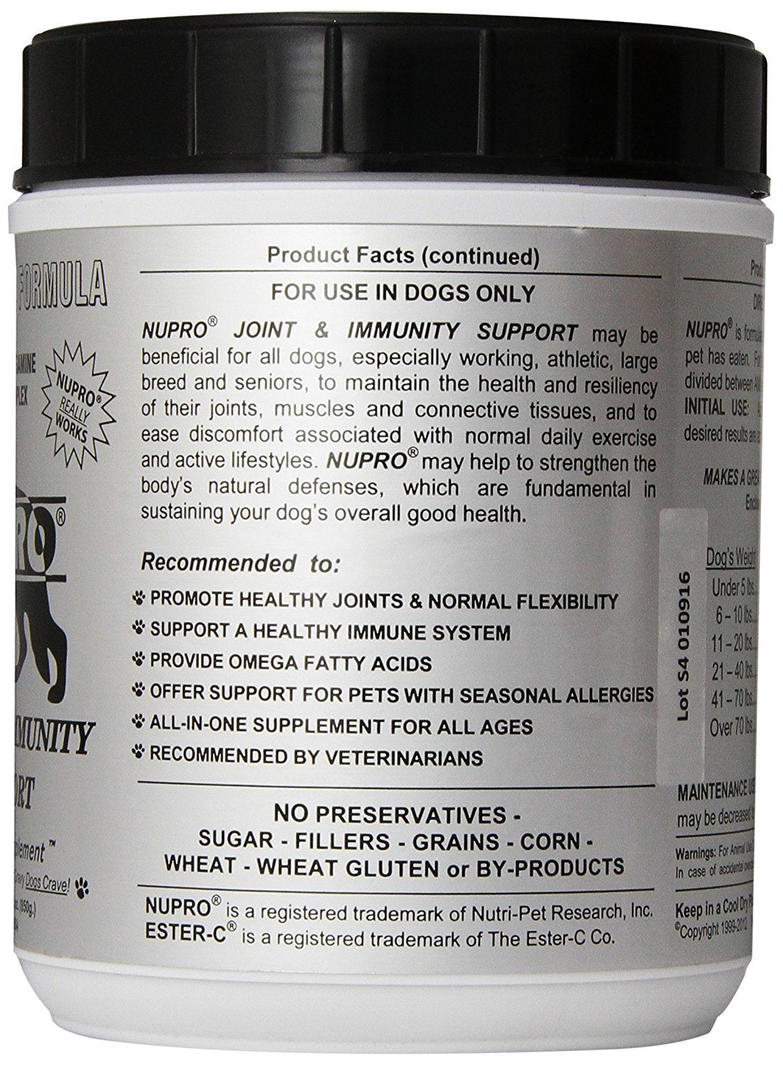 Xllent Nupro label close-up highlights Glucosamine Complex and Ester C.