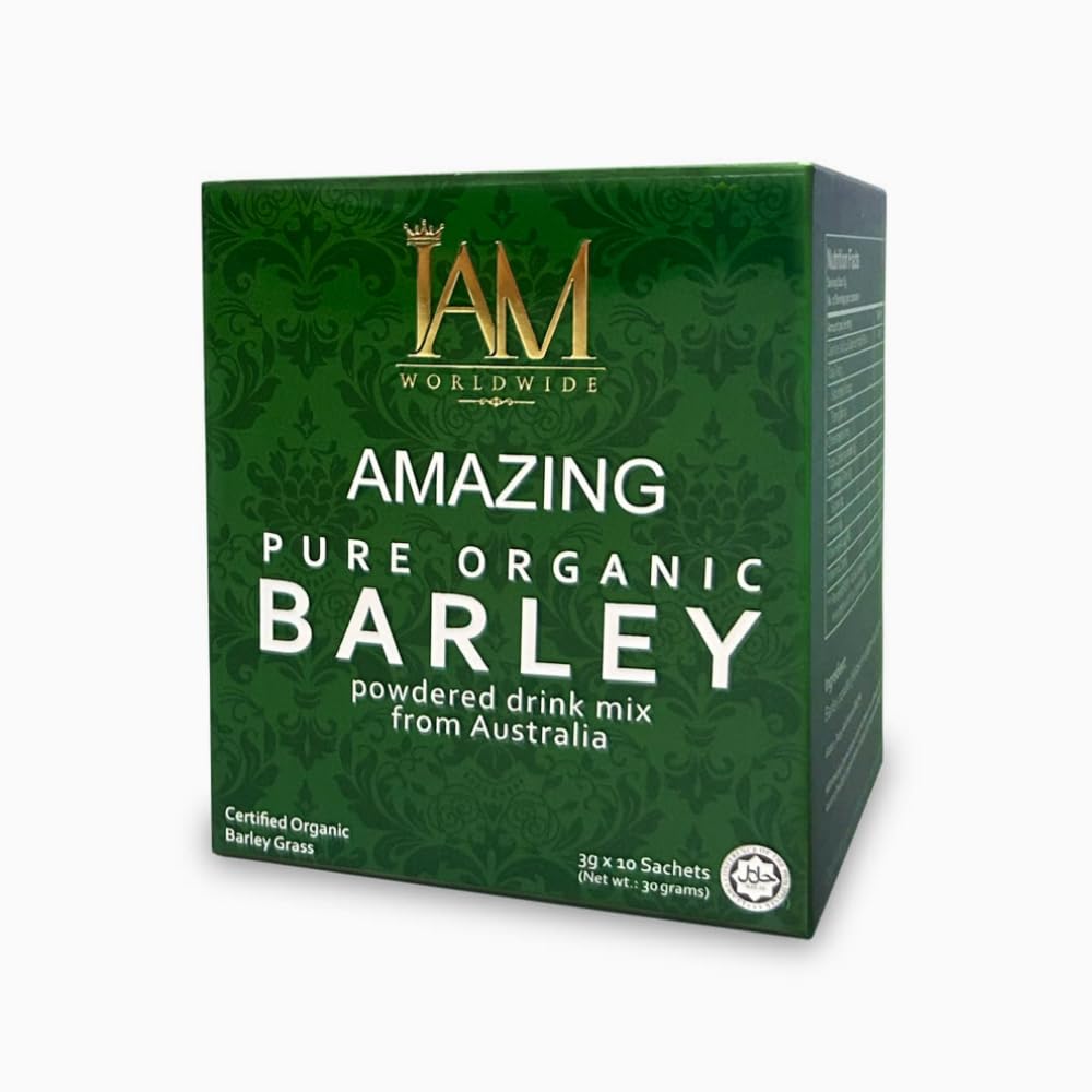 XLXZHYF IAM Amazing Pure Barley Powder pouring to mix with water or juice.
