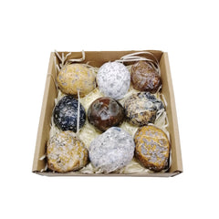 XMHOME Brazilian agate rough ball closeup showing natural banding and texture for massage use