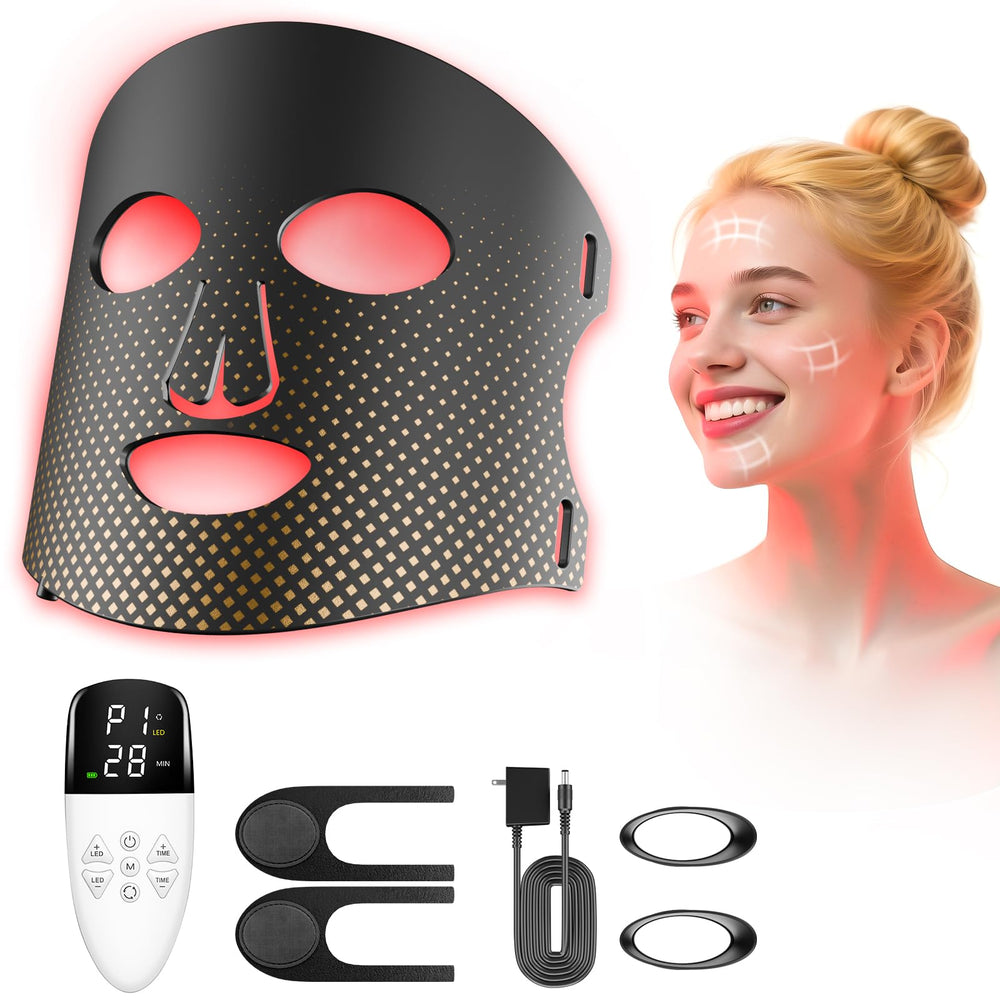 XMZXMZ Red Light Mask provides full-coverage light for a balanced complexion.