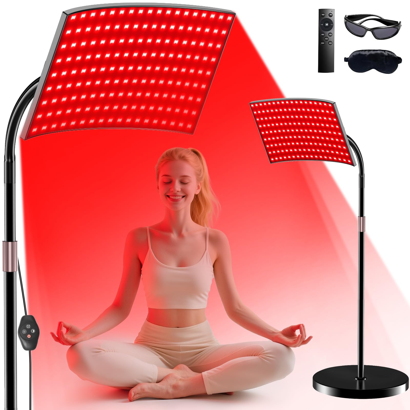 XMZXMZ red light panel on the face for at-home facial light therapy.