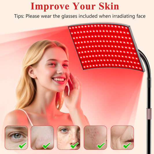 XMZXMZ red light panel providing full-body coverage in a home setting.